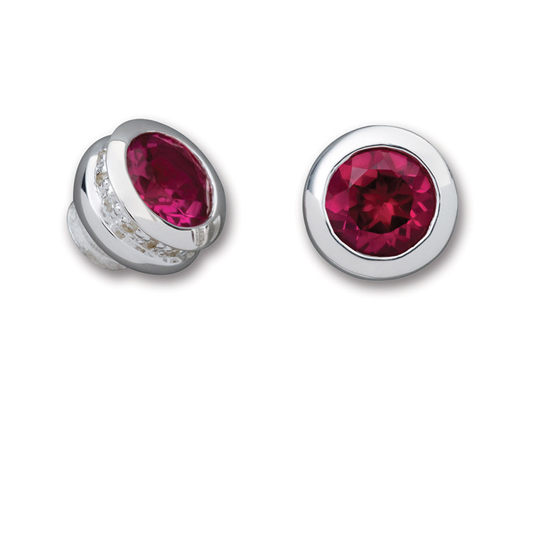 Simulated Ruby Clubic Zirconium Pavé End Cap
