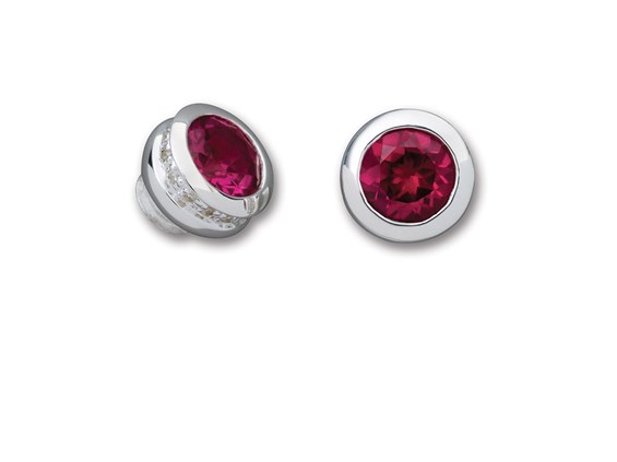 Simulated Ruby Clubic Zirconium Pavé End Cap