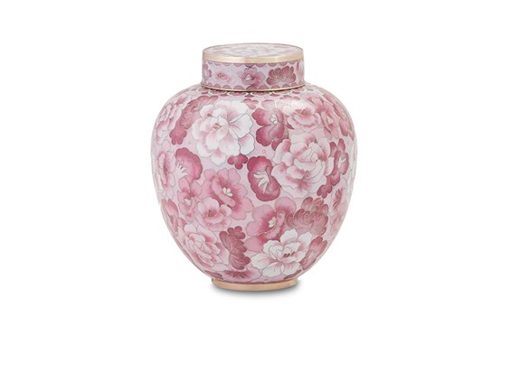 Cameo Rose Cloisonné Urn