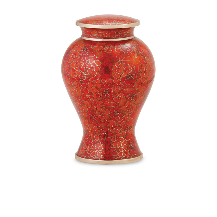 Autumn Leaves Cloisonné Urn