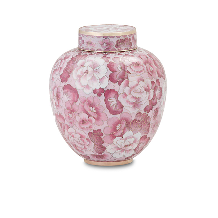 Cameo Rose Cloisonné Urn