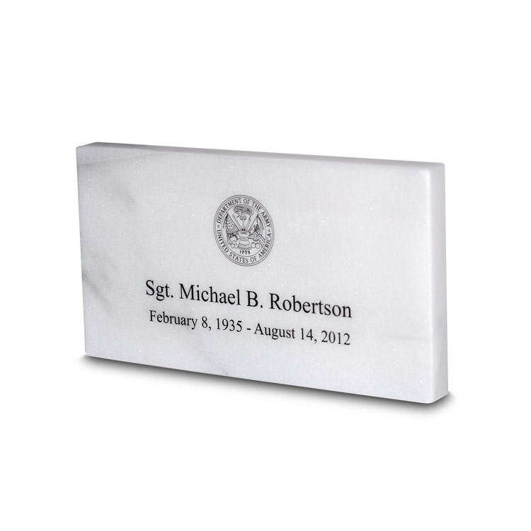 White Marble Temporary Grave Marker